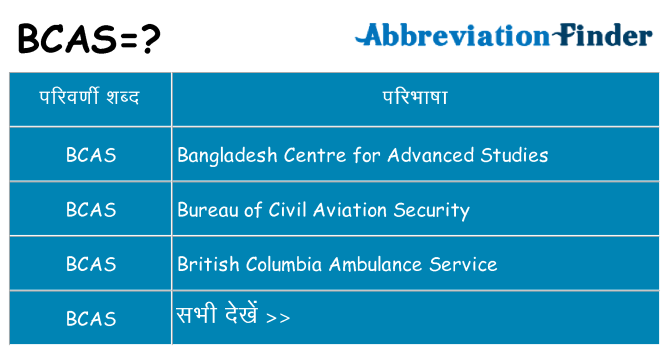 bcas का क्या अर्थ है