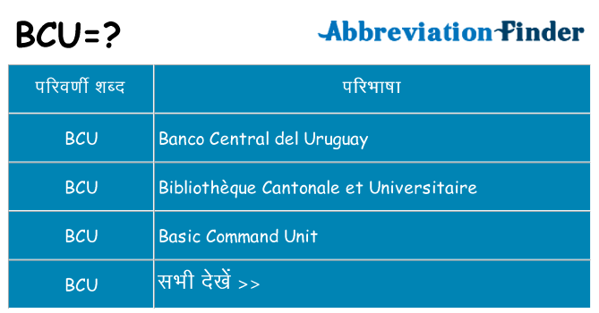 bcu का क्या अर्थ है