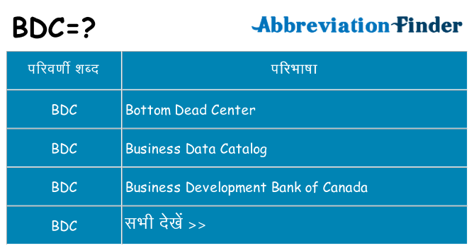 bdc का क्या अर्थ है