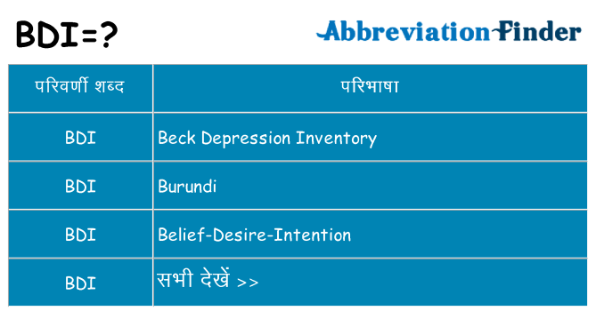 bdi का क्या अर्थ है