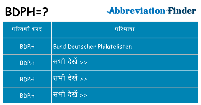 bdph का क्या अर्थ है
