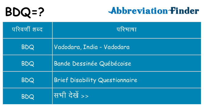 bdq का क्या अर्थ है