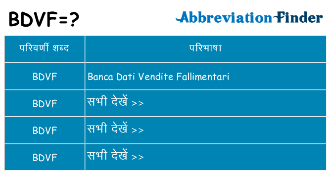 bdvf का क्या अर्थ है