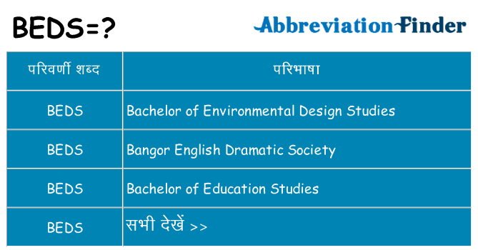 beds का क्या अर्थ है