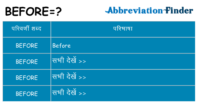 before का क्या अर्थ है