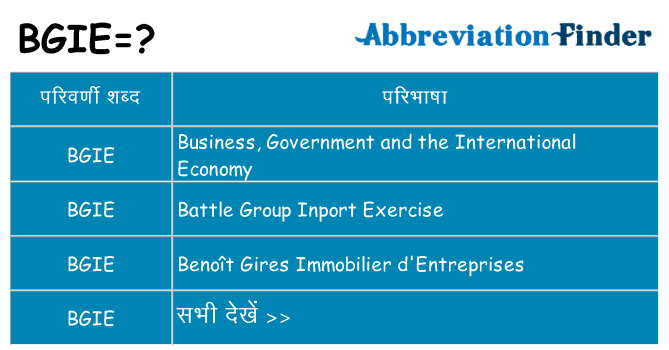 bgie का क्या अर्थ है