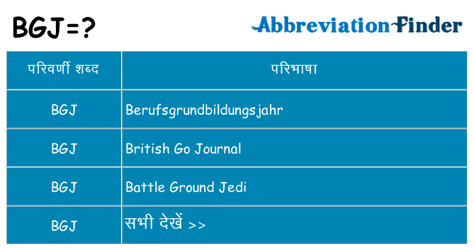 bgj का क्या अर्थ है