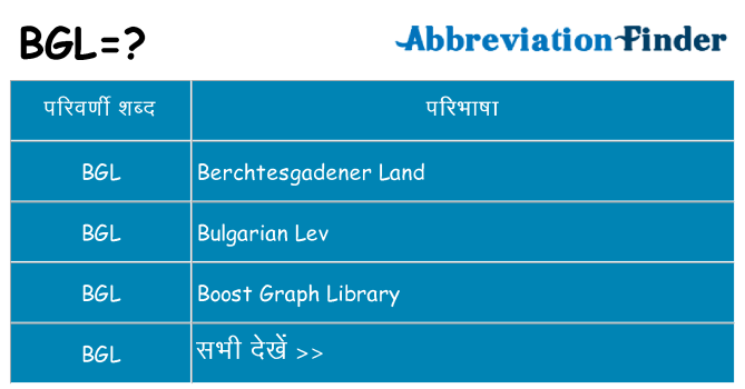 bgl का क्या अर्थ है