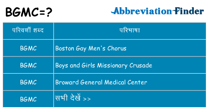 bgmc का क्या अर्थ है
