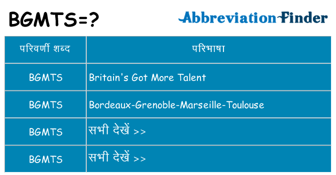 bgmts का क्या अर्थ है