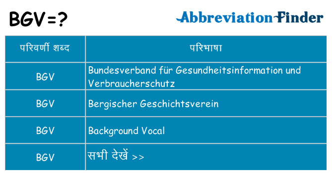 bgv का क्या अर्थ है