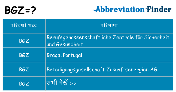bgz का क्या अर्थ है