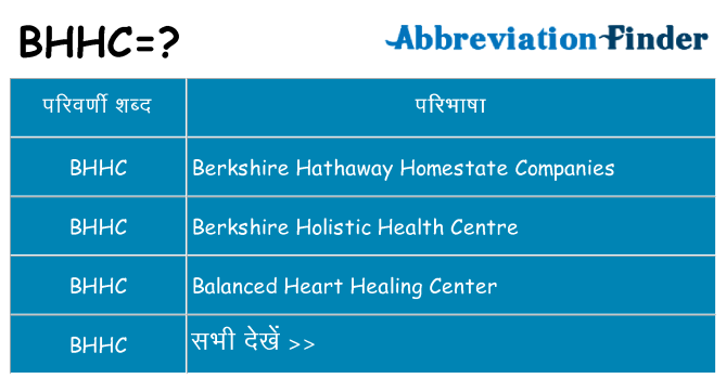 bhhc का क्या अर्थ है