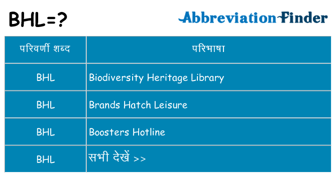 bhl का क्या अर्थ है