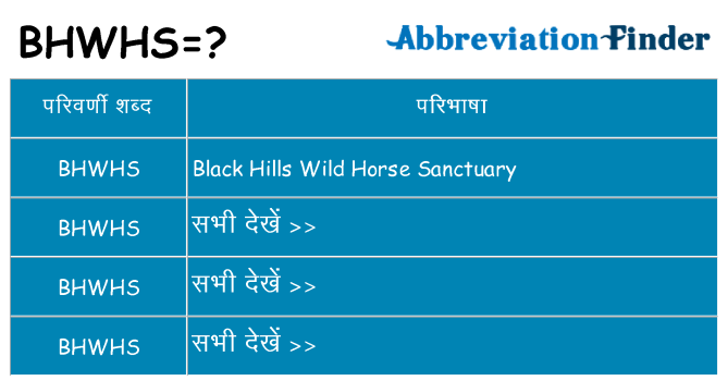 bhwhs का क्या अर्थ है