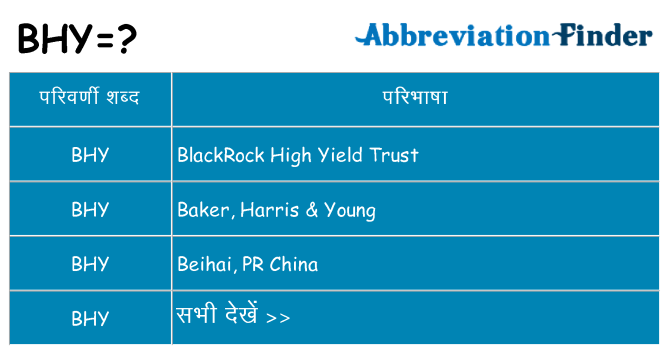 bhy का क्या अर्थ है