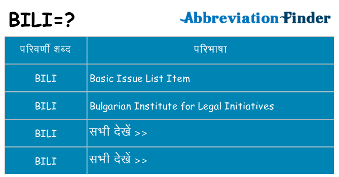 bili का क्या अर्थ है