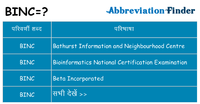 binc का क्या अर्थ है