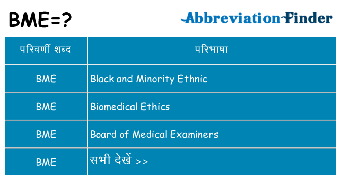 bme का क्या अर्थ है