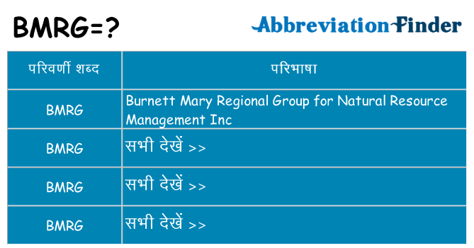 bmrg का क्या अर्थ है