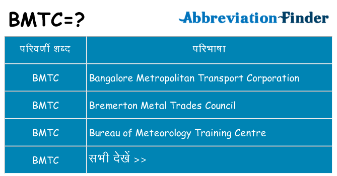 bmtc का क्या अर्थ है