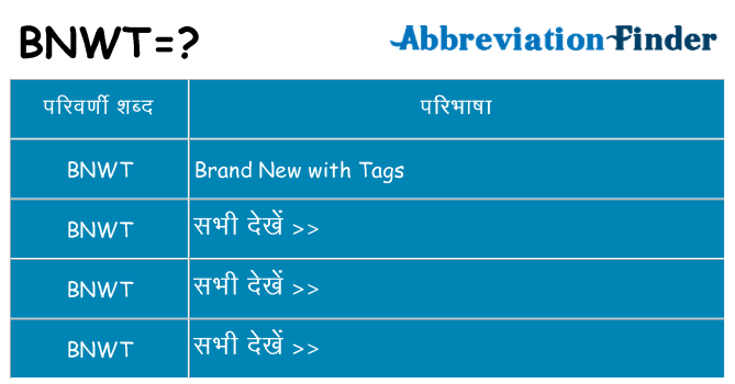 bnwt का क्या अर्थ है