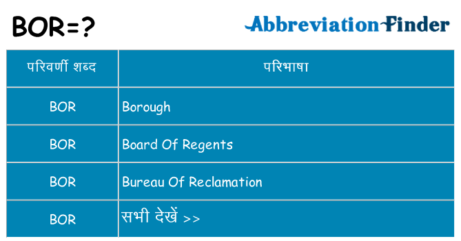 bor का क्या अर्थ है