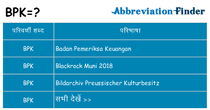 bpk का क्या अर्थ है