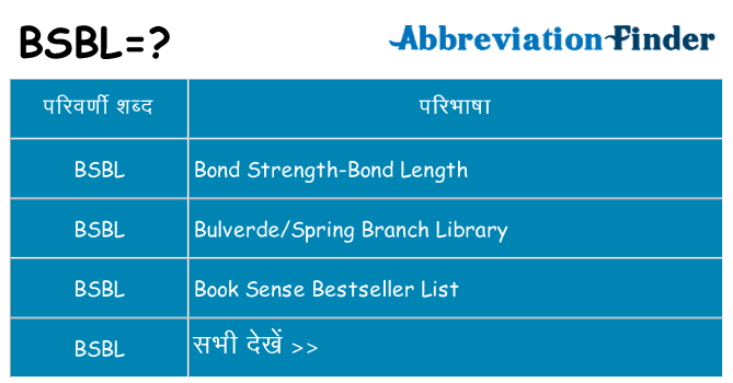 bsbl का क्या अर्थ है