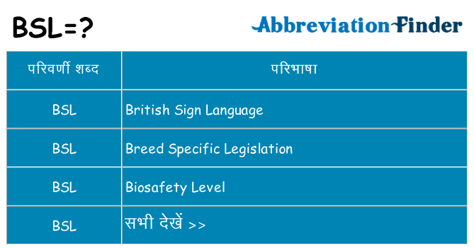 bsl का क्या अर्थ है