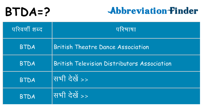 btda का क्या अर्थ है