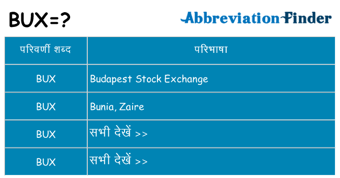 bux का क्या अर्थ है