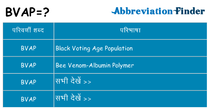 bvap का क्या अर्थ है