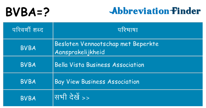 bvba का क्या अर्थ है