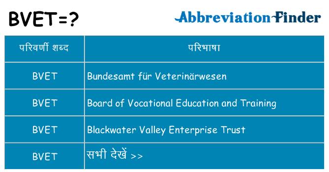 bvet का क्या अर्थ है