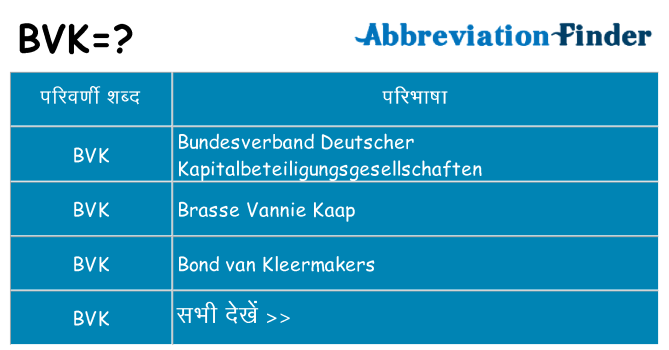 bvk का क्या अर्थ है