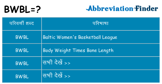 bwbl का क्या अर्थ है