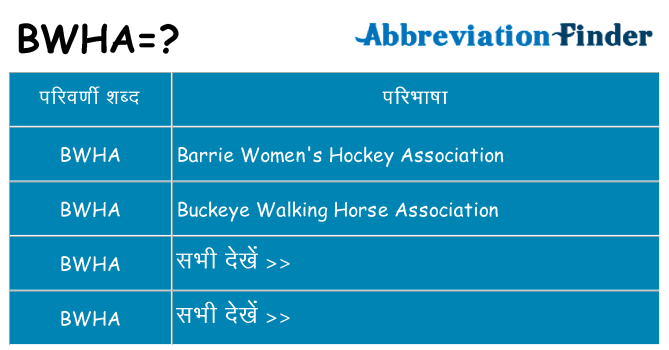 bwha का क्या अर्थ है