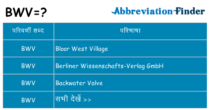 bwv का क्या अर्थ है