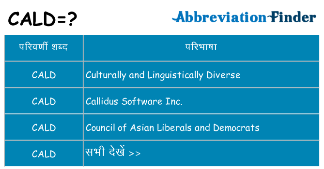cald का क्या अर्थ है