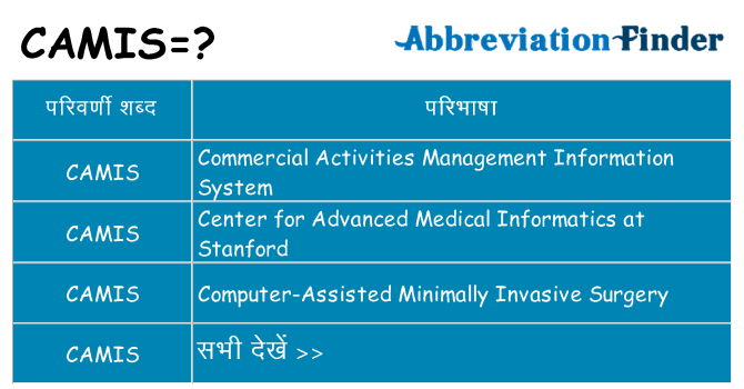 camis का क्या अर्थ है