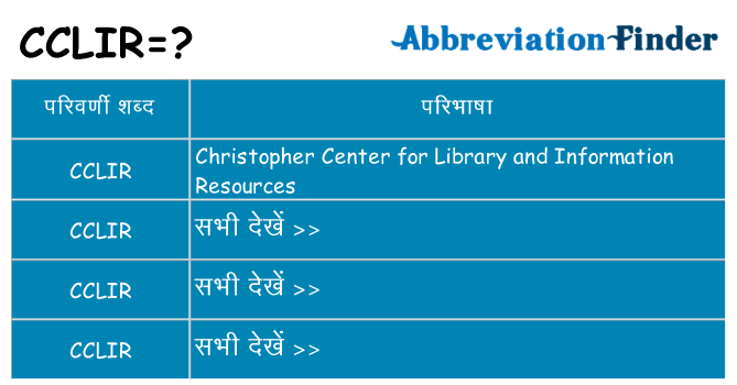 cclir का क्या अर्थ है