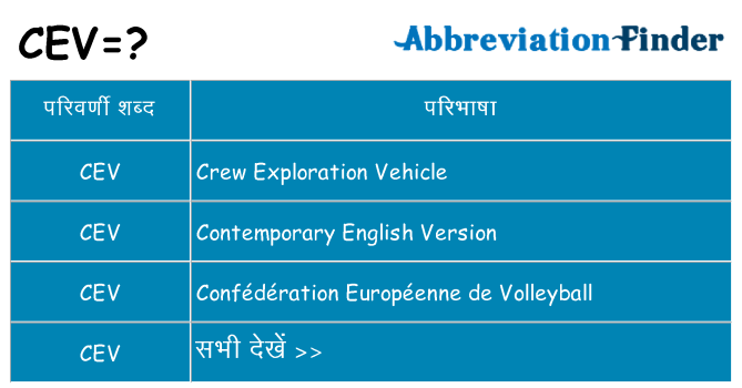 cev का क्या अर्थ है