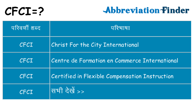 cfci का क्या अर्थ है
