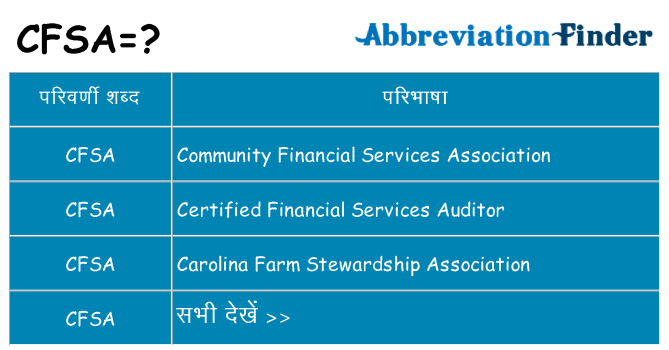 cfsa का क्या अर्थ है