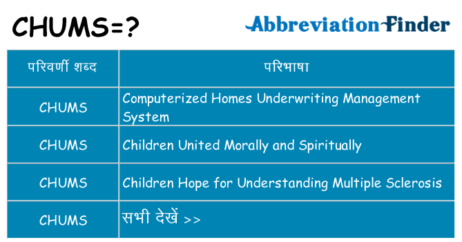 chums का क्या अर्थ है