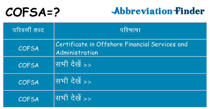 cofsa का क्या अर्थ है