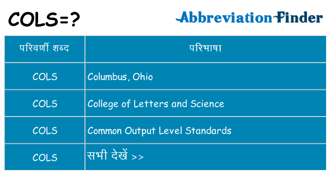 cols का क्या अर्थ है