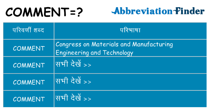 comment का क्या अर्थ है