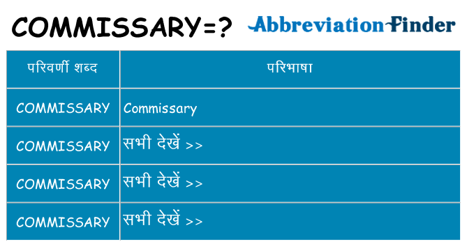 commissary का क्या अर्थ है